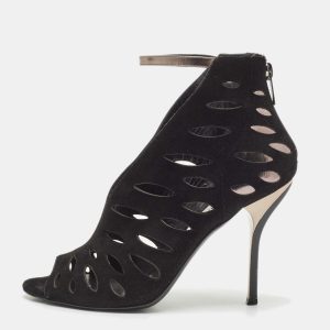 Jimmy Choo Black Leather and Suede Drift Cutout Booties Size 37, Boots - Luxury Closet catalog