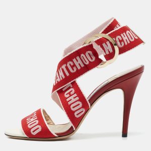 Jimmy Choo Red/Pink Canvas and Leather Bailey Sandals Size 38.5, Sandals - Luxury Closet catalog