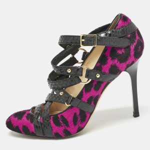 Jimmy Choo Black/Pink Animal Print Calf Hair and Snakeskin Jazz Strappy Pumps Size 37, Pumps - Luxury Closet catalog