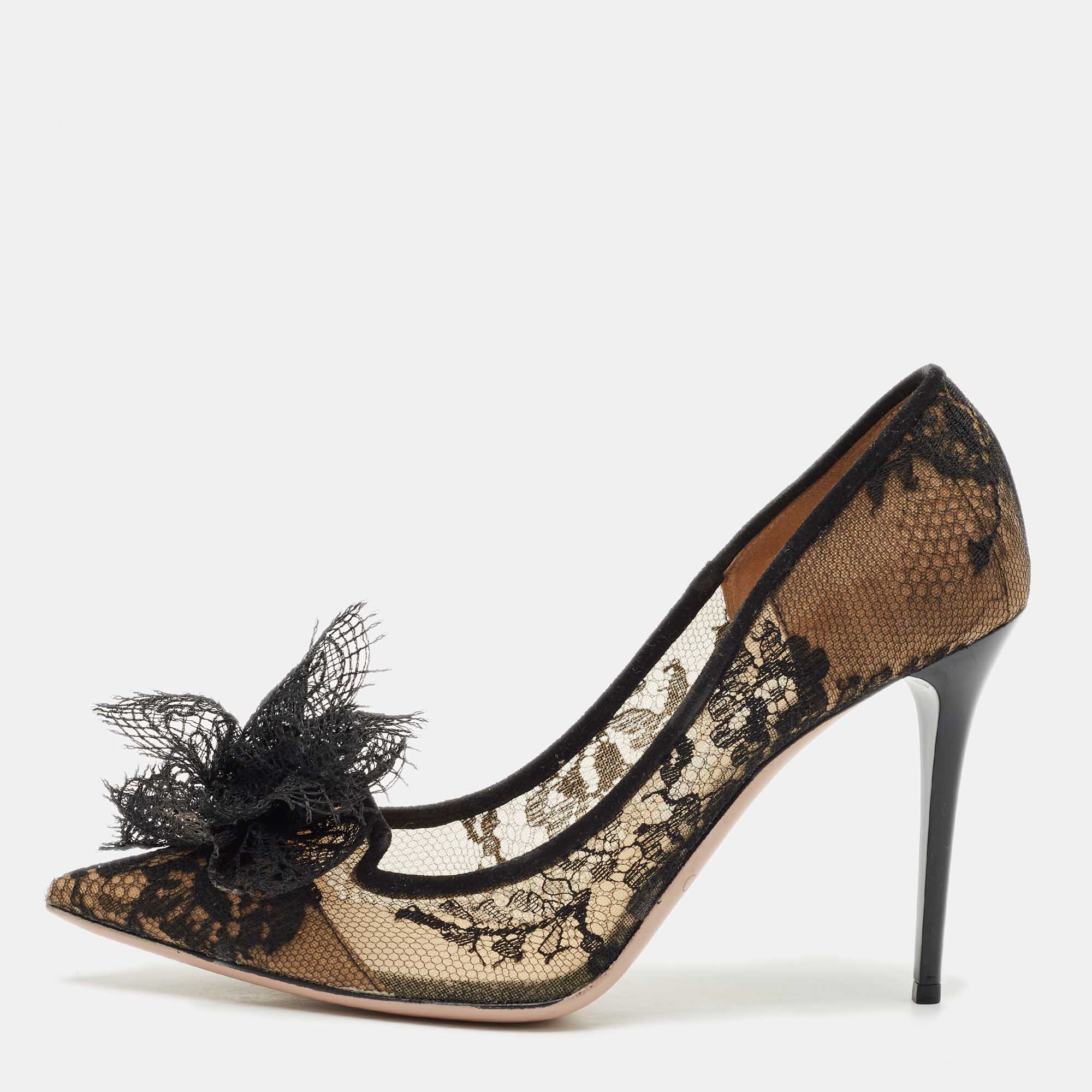 Jimmy Choo Black Lace Duchess Pointed Toe Pumps Size 39, Pumps - Luxury Closet catalog