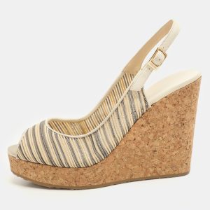 Jimmy Choo Multicolor Leather Prova Cork Wedge Slingback Pumps Size 39.5, Pumps - Luxury Closet catalog