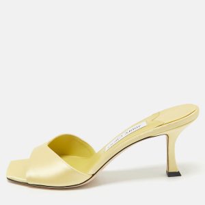 Jimmy Choo Yellow Satin Skye Slide Sandals Size 38.5, Sandals - Luxury Closet catalog