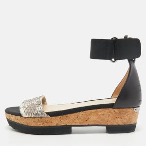 Jimmy Choo Black/Grey Snakeskin Leather Platform Ankle Strap Sandals Size 36, Sandals - Luxury Closet catalog