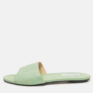 Jimmy Choo Green Leather Minea Flat Slide Sandals Size 40, Sandals - Luxury Closet catalog