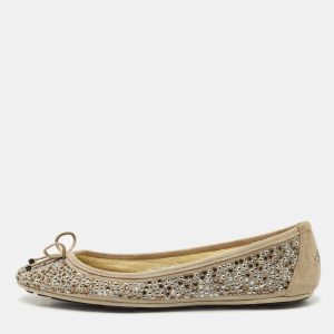 Jimmy Choo Grey Crystal Embellished Suede Weber Ballet Flats Size 40, Flats - Luxury Closet catalog