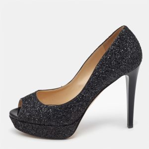 Jimmy Choo Black Coarse Glitter Dahlia Pumps Size 40, Pumps - Luxury Closet catalog