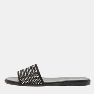 Jimmy Choo Black Leather and Suede Studded Minea Flat Slides Size 41, Flats - Luxury Closet catalog