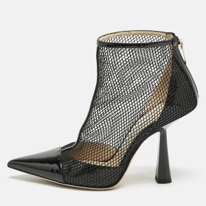 Jimmy Choo Black Mesh and Patent Leather Kix Ankle Boots Size 37, Boots - Luxury Closet catalog