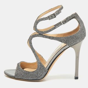 Jimmy Choo Grey Lurex Fabric Azia Ankle Strap Sandals Size 36, Sandals - Luxury Closet catalog