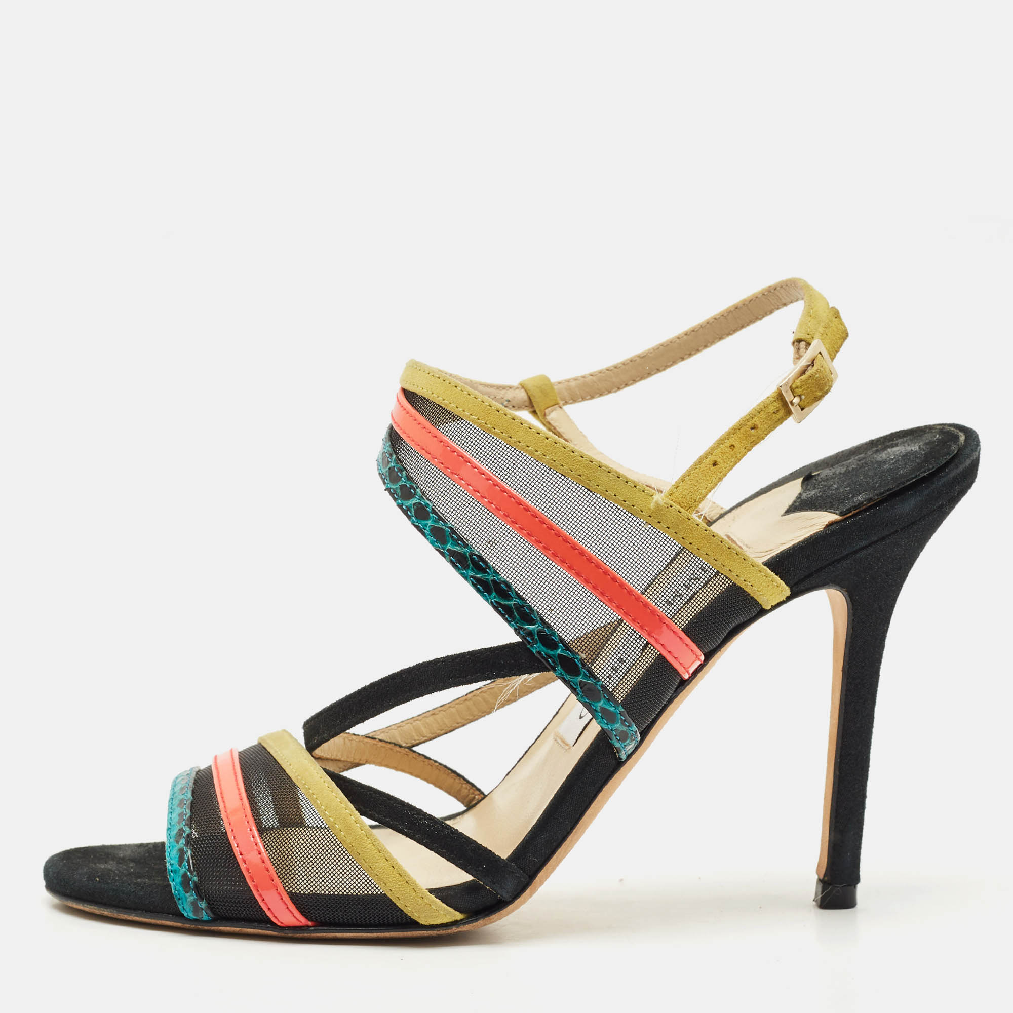 Jimmy Choo Multicolor Suede and Mesh Visby Sandals Size 36.5, Sandals - Luxury Closet catalog