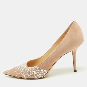 Jimmy Choo Beige Suede Crystal Embellished Love 85 Pumps Size 41.5, Pumps - Luxury Closet catalog