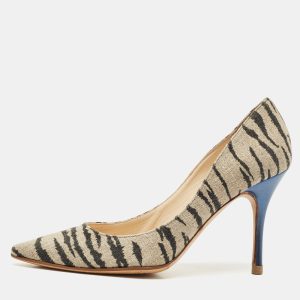 Jimmy Choo Black/Beige Zebra Print Fabric Colorado Pumps Size 39, Pumps - Luxury Closet catalog