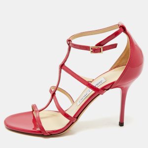 Jimmy Choo Neon Pink Patent Leather Thistle Open Toe Sandals Size 36, Sandals - Luxury Closet catalog