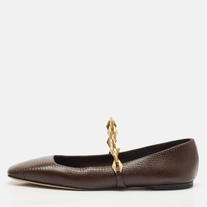 Jimmy Choo Burgundy Lizard Embossed Leather Tilda Ballet Flats Size 40, Flats - Luxury Closet catalog