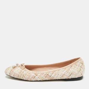Jimmy Choo Beige Tweed and Patent Leather Bow Elme Ballet Flats Size 40, Flats - Luxury Closet catalog