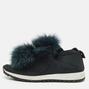 Jimmy Choo Green Knit Fabric and Mink Fur Norway Slip On Sneakers Size 37.5, Athletic Shoes & Sneakers - Luxury Closet catalog