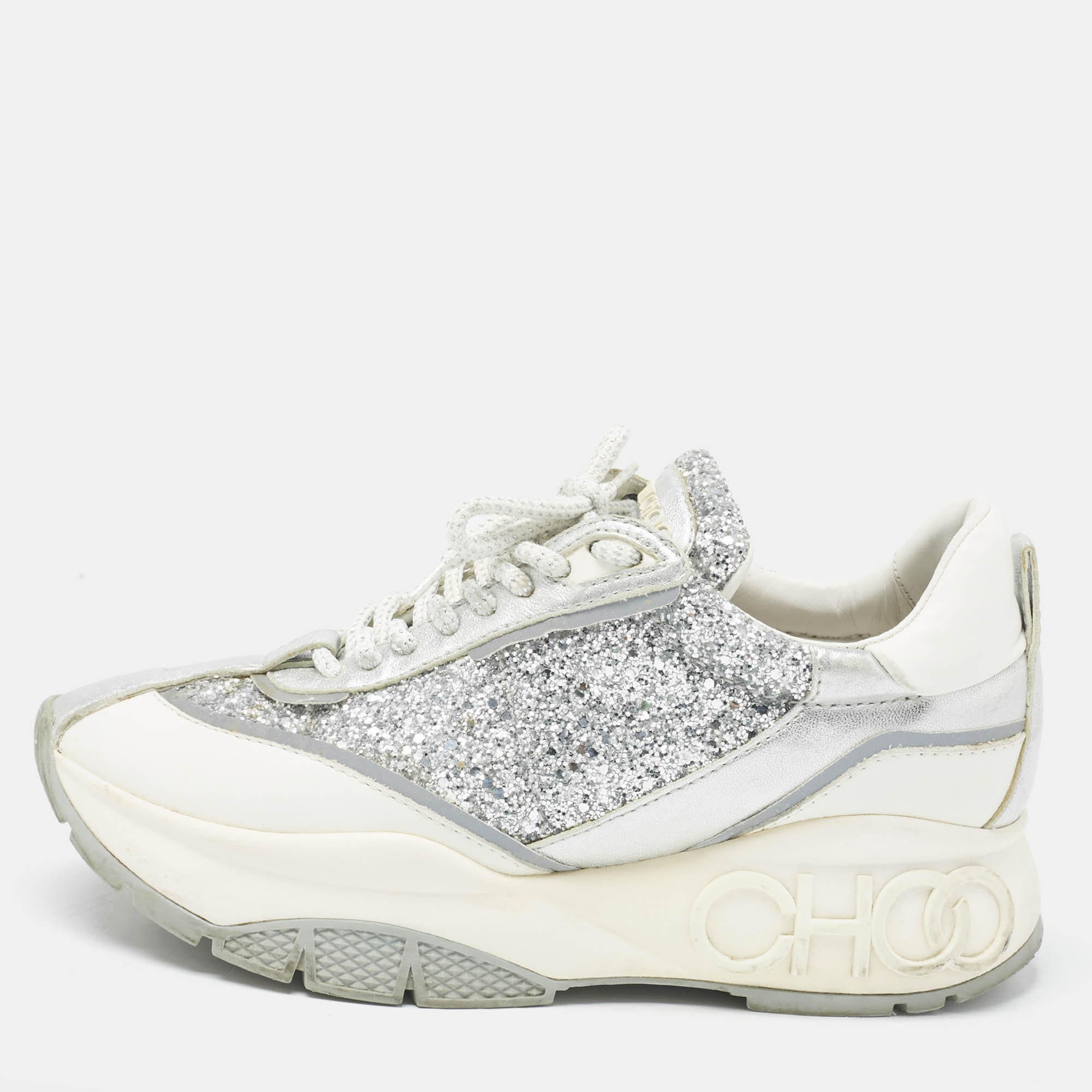 Jimmy Choo Multicolor Glitter and Leather Raine Lace Up Sneakers Size 37, Athletic Shoes & Sneakers - Luxury Closet catalog