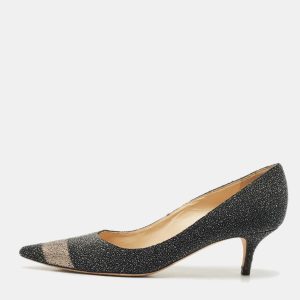 Jimmy Choo Black/Silver Glitter Suede Pointed Toe Pumps Size 38, Pumps - Luxury Closet catalog