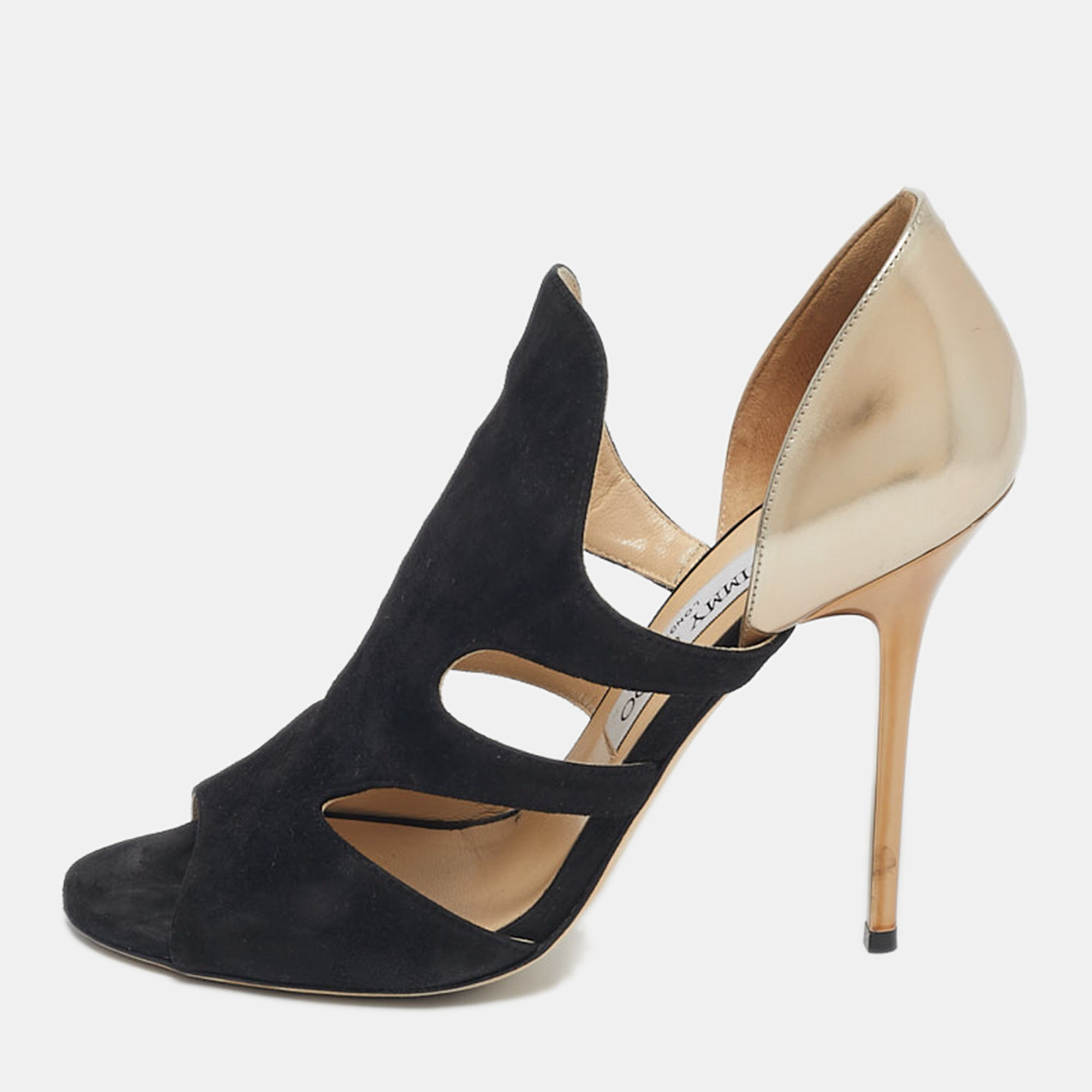 Jimmy Choo Black/Metallic Leather and Suede Toysen D'orsay Pumps Size 38, Pumps - Luxury Closet catalog