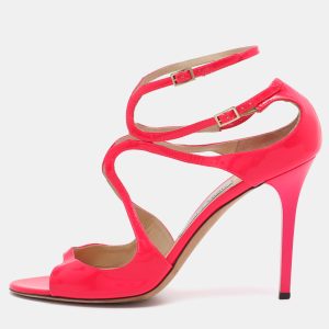 Jimmy Choo Neon Pink Patent Leather Lance Ankle Strap Sandals Size 42, Sandals - Luxury Closet catalog