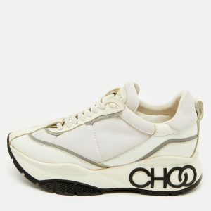 Jimmy Choo White Neoprene and Leather Raine Lace Up Sneakers Size 35.5, Athletic Shoes & Sneakers - Luxury Closet catalog
