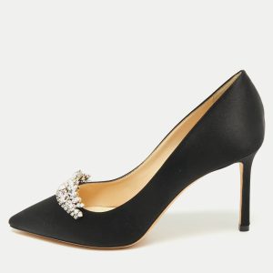 Jimmy Choo Black Satin Crystal Embellished Pumps Size 38, Pumps - Luxury Closet catalog