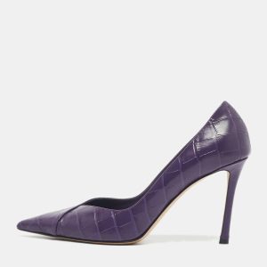 Jimmy Choo Purple Croc Embossed  Leather  Pointed Toe Pumps Size 39, Pumps - Luxury Closet catalog