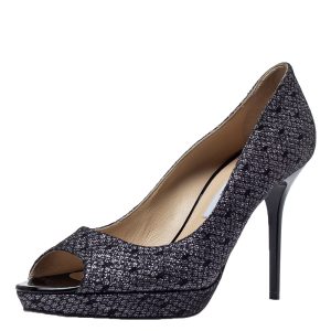 Jimmy Choo Black Lace Glitter Luna Peep Toe Platform Pumps Size 40, Pumps - Luxury Closet catalog
