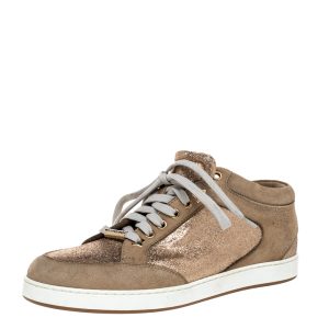 Jimmy Choo Beige Glitter And Suede Miami Lace Up Sneakers Size 38, Athletic Shoes & Sneakers - Luxury Closet catalog