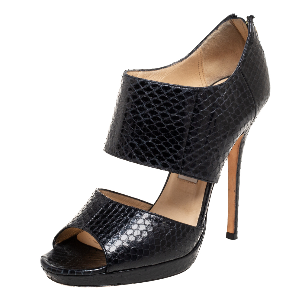 Jimmy Choo Black Snakeskin Leather Private Sandals Size 38, Sandals - Luxury Closet catalog