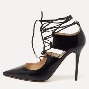 Jimmy Choo Black Leather Hoops Lace Up Pumps Size 35.5, Pumps - Luxury Closet catalog