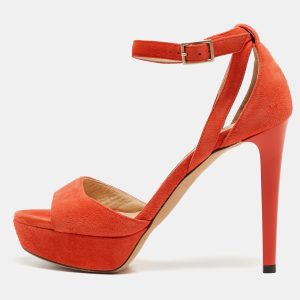Jimmy Choo Orange Suede Ankle Strap Sandals Size 35.5, Sandals - Luxury Closet catalog