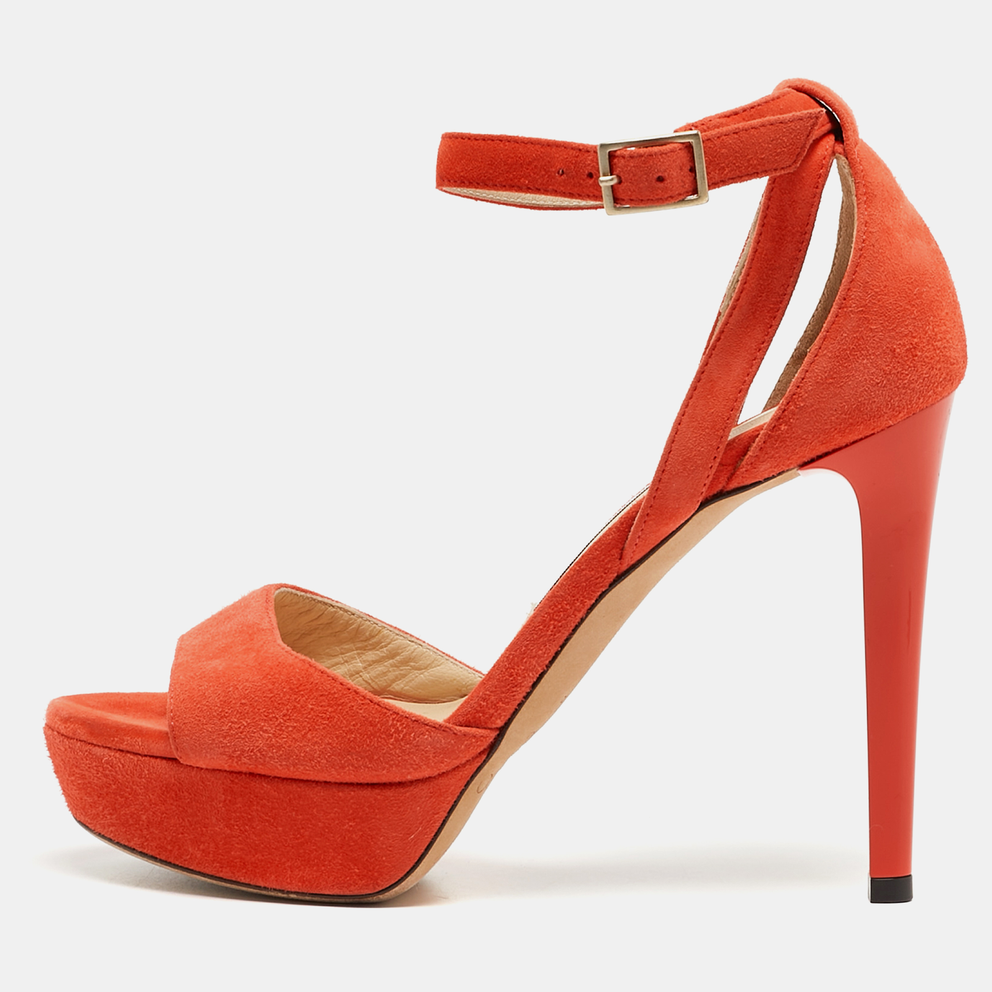 Jimmy Choo Orange Suede Ankle Strap Sandals Size 35.5, Sandals - Luxury Closet catalog