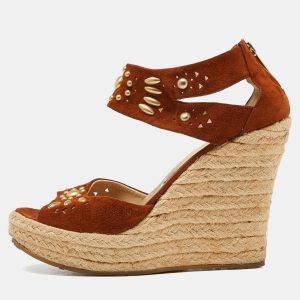 Jimmy Choo Brown Suede Wedge Sandals Size 40.5, Sandals - Luxury Closet catalog