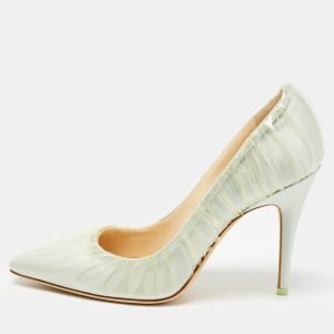 Jimmy Choo x Off-White Light Blue Satin and Pleated PVC Anne Pumps Size 39, Pumps - Luxury Closet catalog