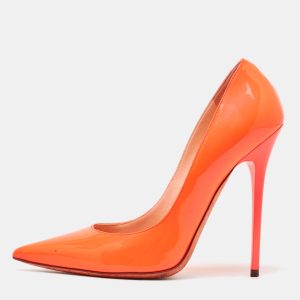 Jimmy Choo Orange Patent Leather Pointed Toe Pumps Size 37, Pumps - Luxury Closet catalog