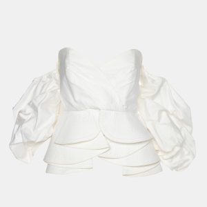 Johanna Ortiz White Cotton Bird of Paradise Off-the-Shoulder Top M, Shirts & Tops - Luxury Closet catalog