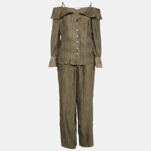 Jonathan Simkhai Green Plisse Mariah Cold-Shoulder Blouse and Pants M, Suits - Luxury Closet catalog