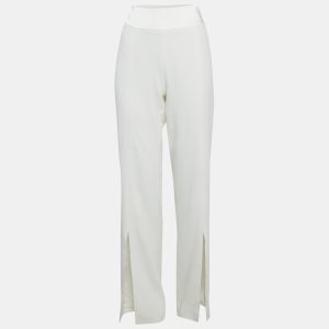 Jonathan Simkhai Ivory Satin Trim Crepe Flared Trousers M, Clothing - Luxury Closet catalog
