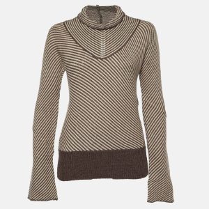 Joseph Brown/Cream Wool Blend High Neck Sweater S, Sweaters & Cardigans - Luxury Closet catalog