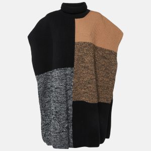 Joseph Brown Merino Wool Knit Collage Poncho One Size, Sweaters & Cardigans - Luxury Closet catalog