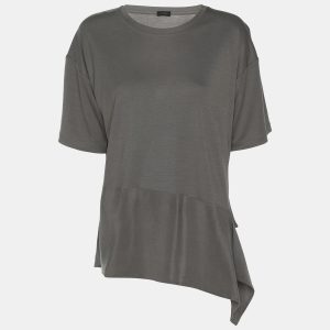 Joseph Grey Lyocell Silk Ruffle Detail T-Shirt M, Shirts & Tops - Luxury Closet catalog