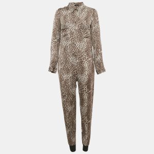 Joseph Grey Animal Print Silk Button Front Jumpsuit M, Suits - Luxury Closet catalog