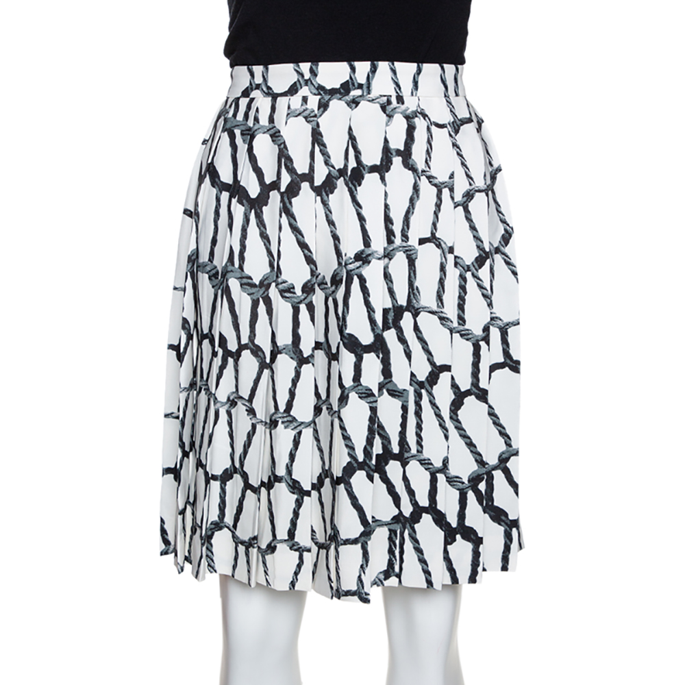 Joseph Monochrome Rope Printed Silk Pleated Skirt M, Skirts - Luxury Closet catalog