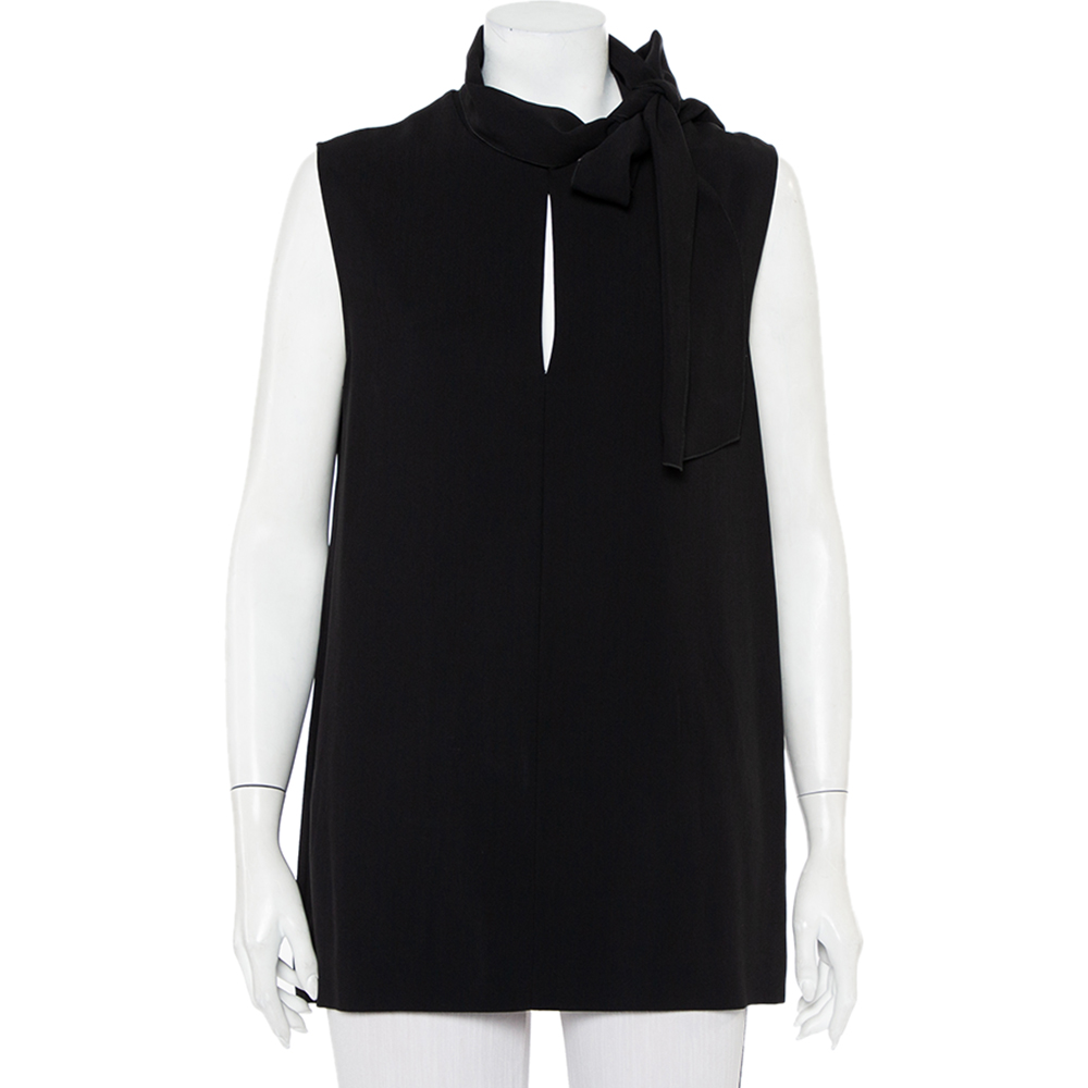 Joseph Black Crepe Neck Tie Detail Sleeveless Noon Top L, Shirts & Tops - Luxury Closet catalog