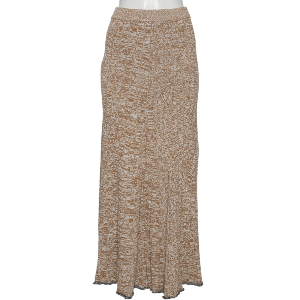 Joseph Beige Patterned Ribbed Knit Sally Fluted Maxi Skirt L, Skirts - Luxury Closet catalog