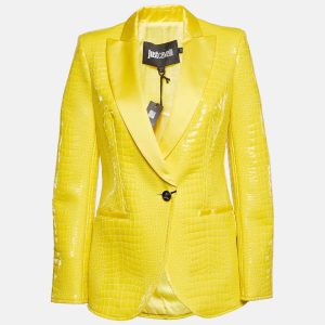 Just Cavalli Yellow Snake Pattern Faux Leather Blazer M, Coats & Jackets - Luxury Closet catalog