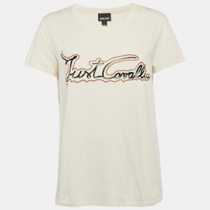 Just Cavalli Off White Logo Print Jersey T-Shirt XL, Shirts & Tops - Luxury Closet catalog