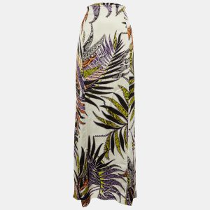 Just Cavalli White Printed Satin Fit & Flare Maxi Skirt L, Skirts - Luxury Closet catalog