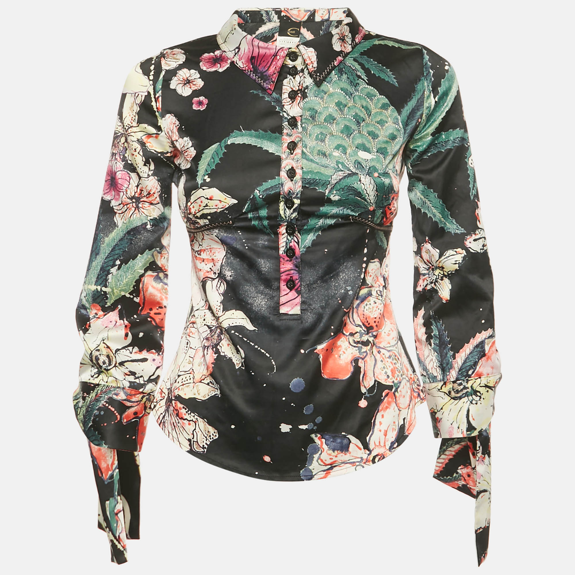 Just Cavalli Multicolor Printed Silk Satin Shirt S, Shirts & Tops - Luxury Closet catalog